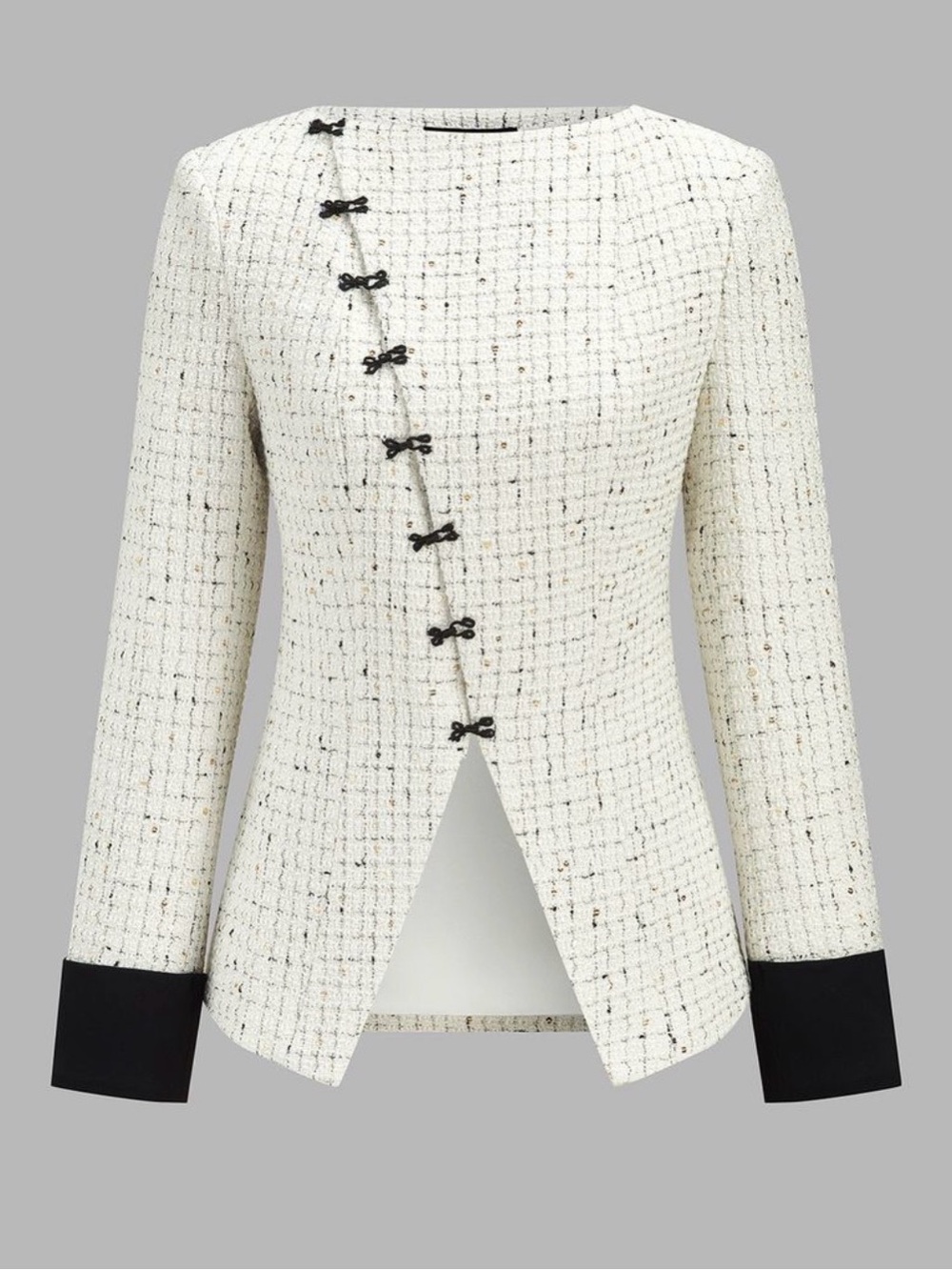 NWT Frog Button Tweed Contrast Cuff Blazer